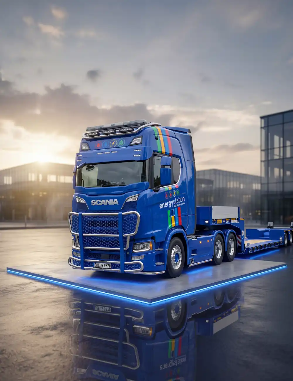 Spezialtransport und Kranservice mit schwerem Ladekran von energystation.