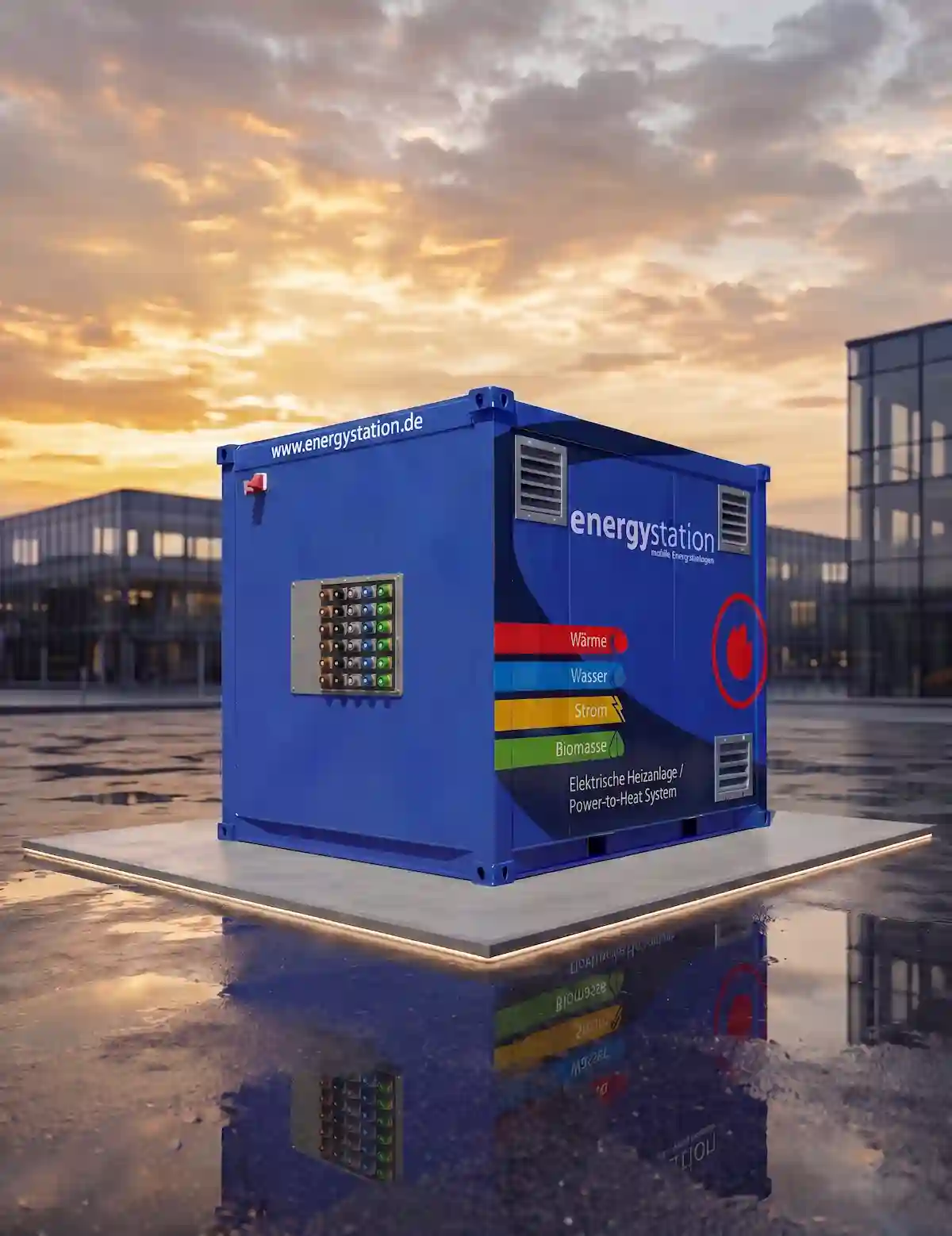 Mobiler Batteriespeicher für CO2-neutrale, grüne Energieversorgung und Peak Shaving.